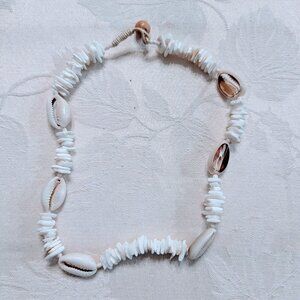 VTG 90s Puka Shell Necklace Choker 17" Natural White Hawaiian Surfer Grunge